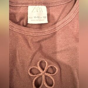 Zara  Ribbed Top with Flower Detail